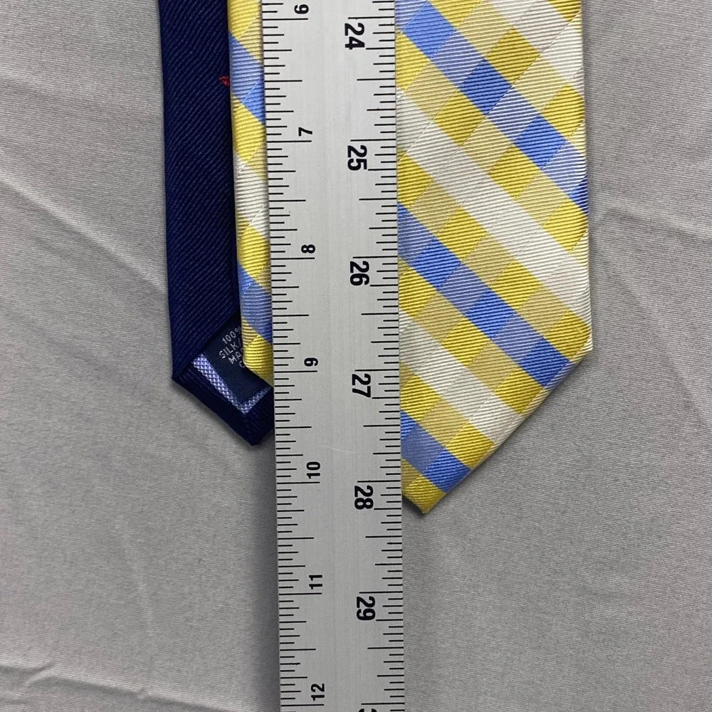 Tommy Hilfiger Mens Silk Tie Yellow Blue‎ Check Plaid Gingham New With Tags $65